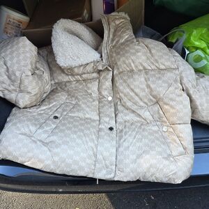 Michael Kors Beige Puffer Jacket with MK Logo